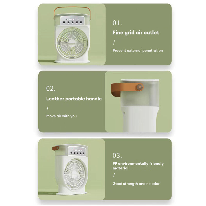 Stay Cool Anywhere – USB Mini Air Conditioner with 5 Mist Sprays