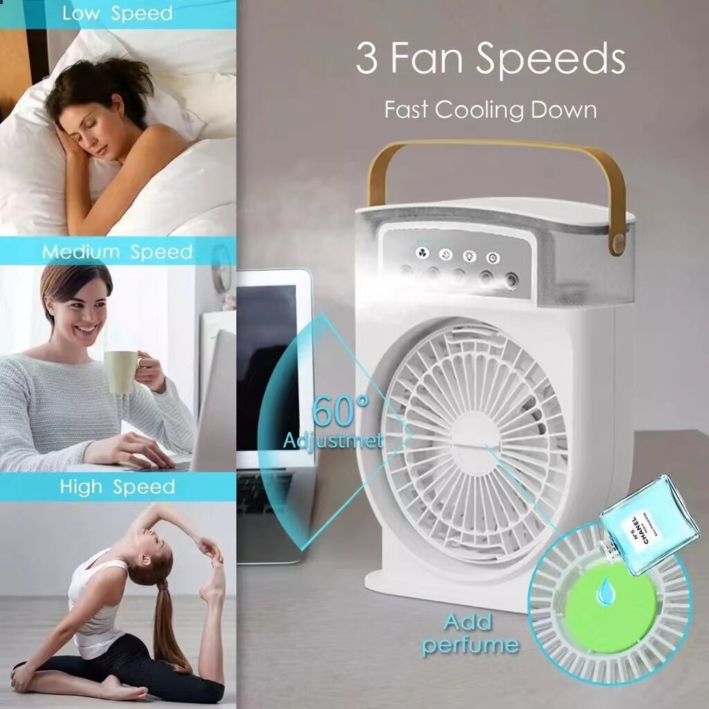 Stay Cool Anywhere – USB Mini Air Conditioner with 5 Mist Sprays