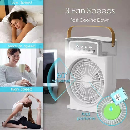 Stay Cool Anywhere – USB Mini Air Conditioner with 5 Mist Sprays